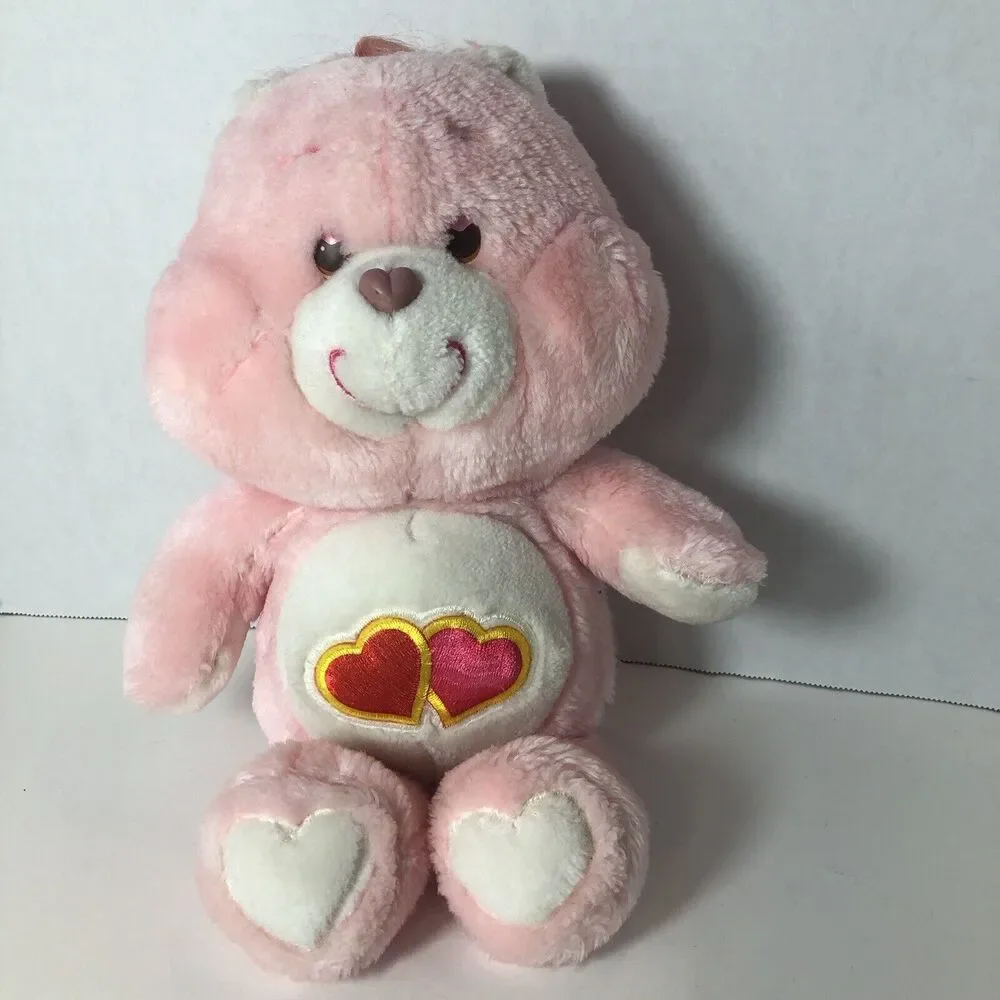 Care Bears Love A Lot Bear Plush Stuffed Animal 13” Inches Pink Hearts Vintage C
